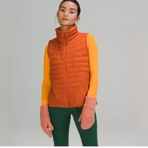 Lululemon Puffer Vest Orange Lightweight Quilted Zip Athletic Jacket